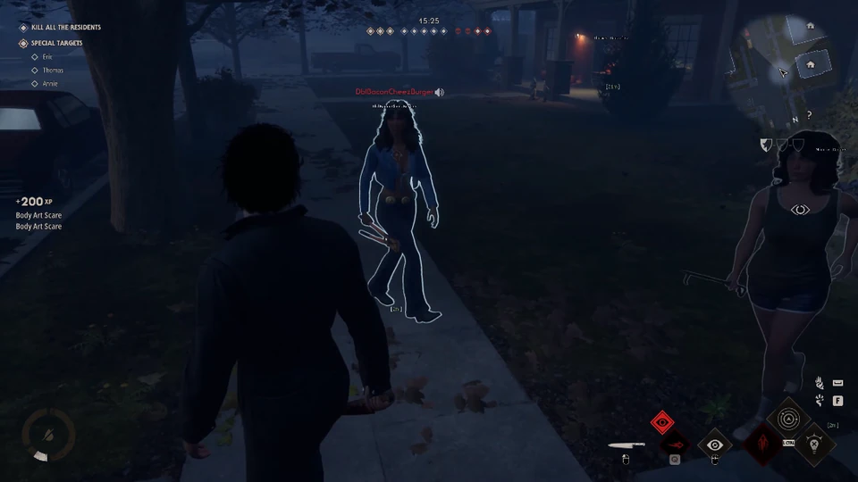 Halloween aimbot lock with green skeleton ESP, FOV circle, and head-bone priority